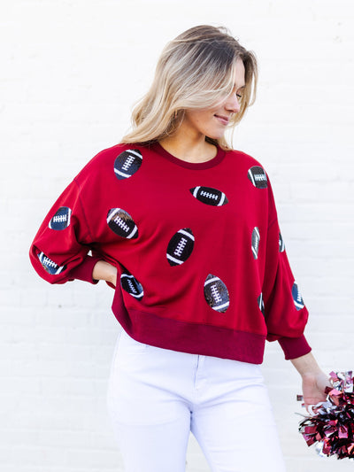 Millie Sweatshirt | Footballs Garnet + Black