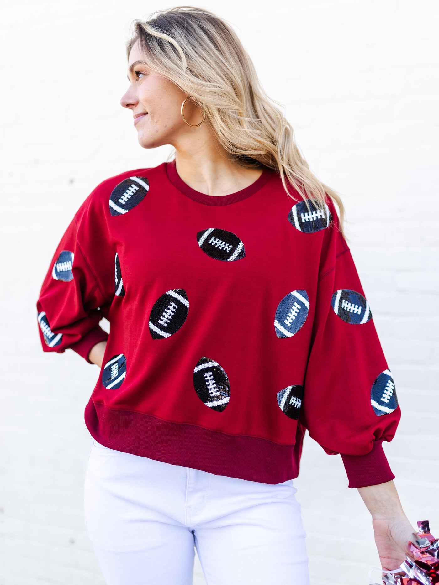 Millie Sweatshirt | Footballs Garnet + Black