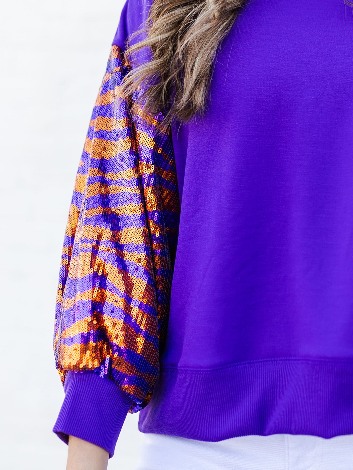 Millie Sweatshirt | Tiger Stripe Orange + Purple