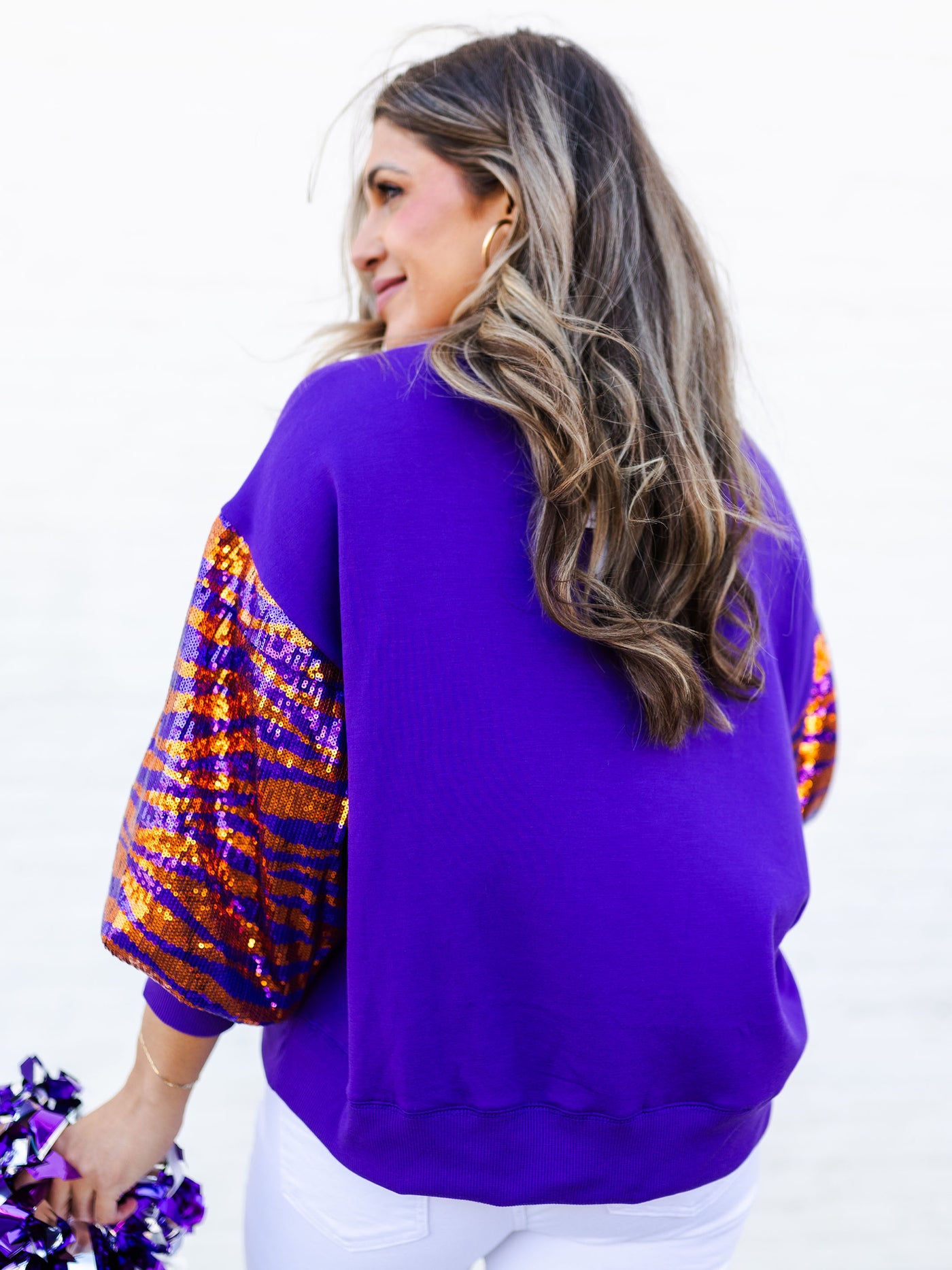 Millie Sweatshirt | Tiger Stripe Orange + Purple