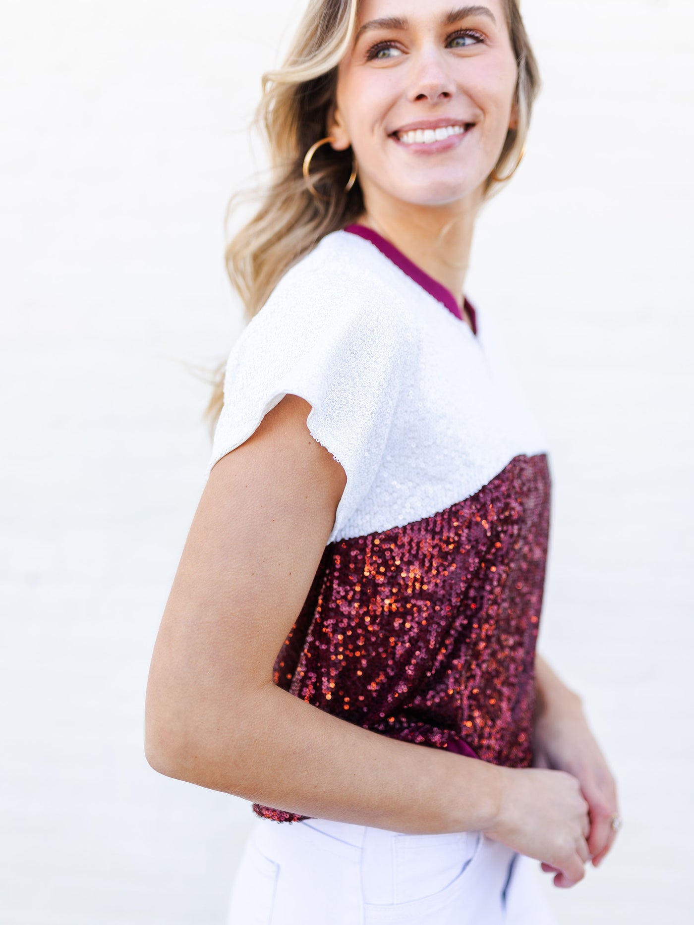 Diane Top | Maroon + White