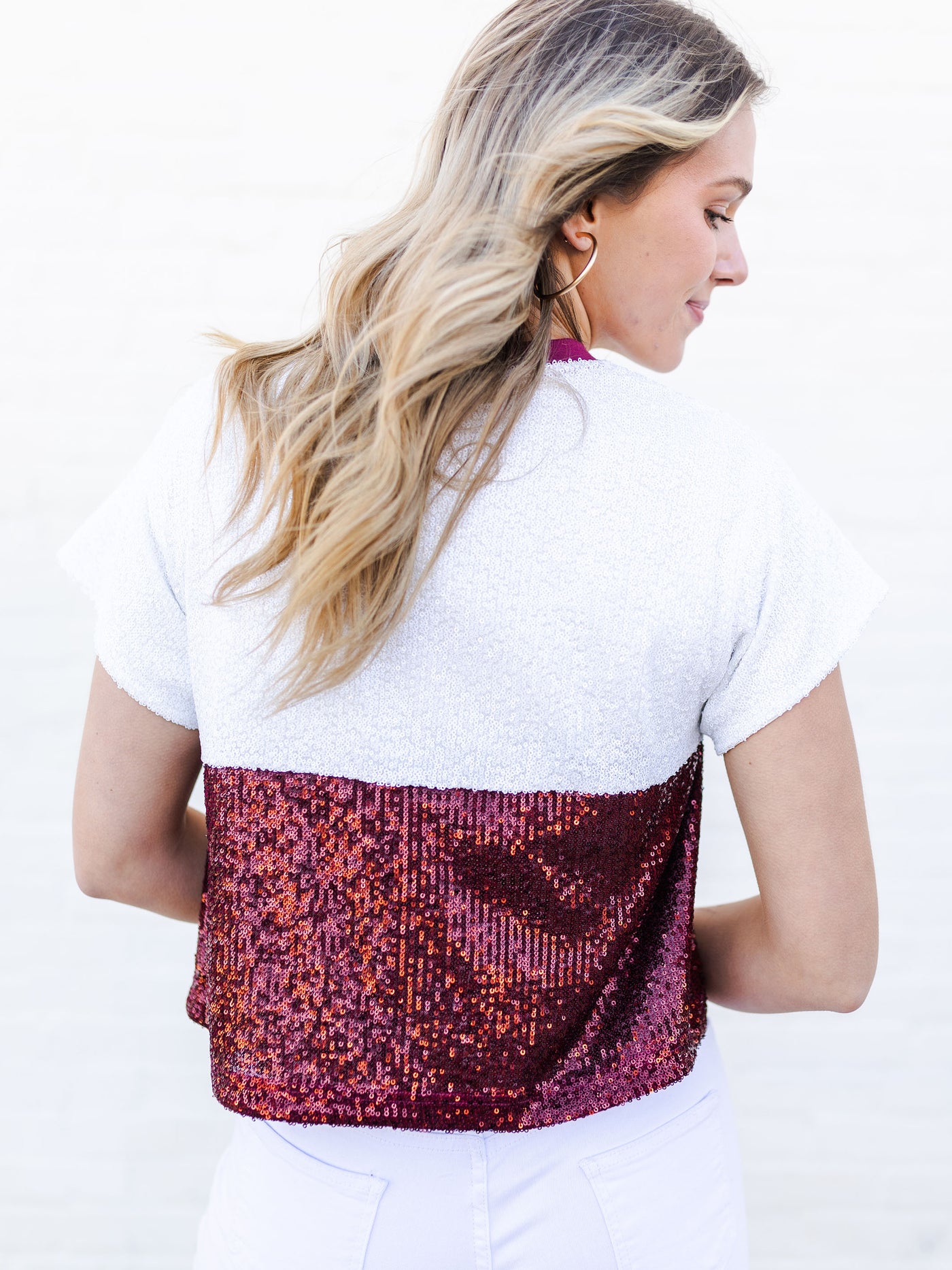 Diane Top | Maroon + White