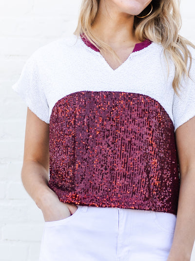 Diane Top | Maroon + White