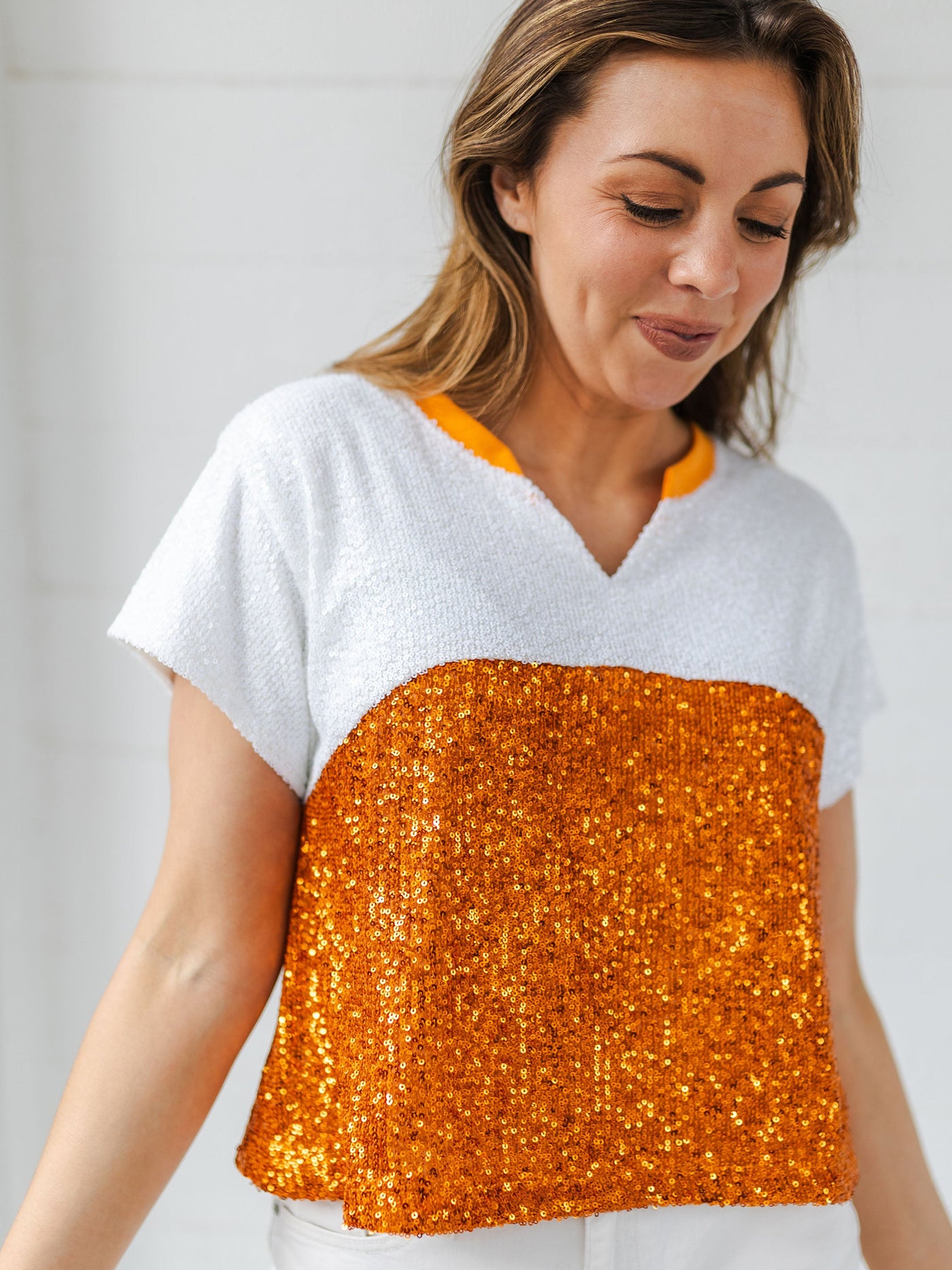 Diane Top | Orange + White