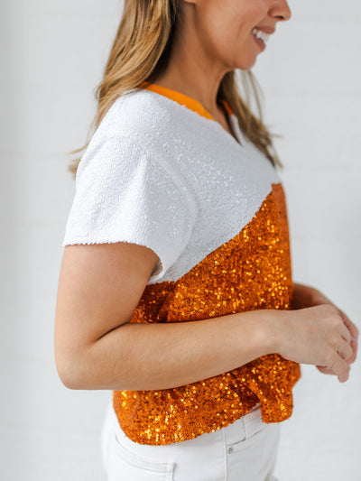 Diane Top | Orange + White