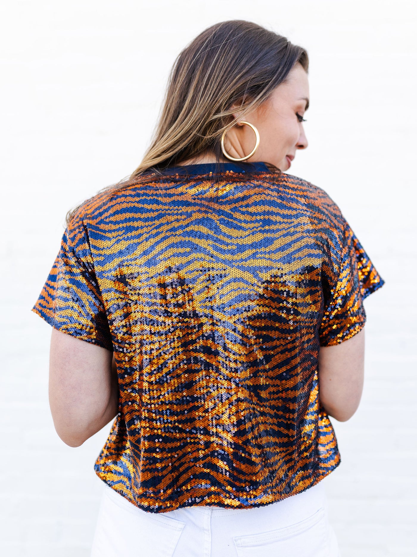 Diane Top | Tiger Stripe Navy + Orange