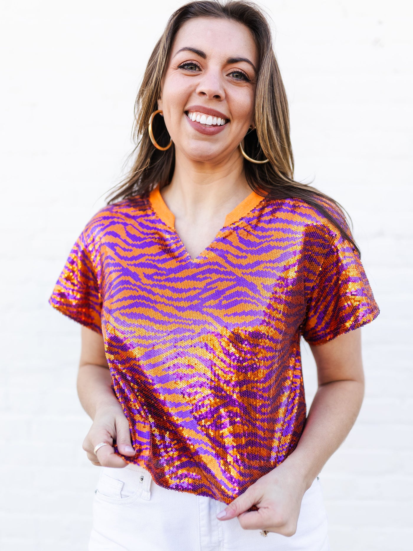 Diane Top | Tiger Stripe Orange + Purple