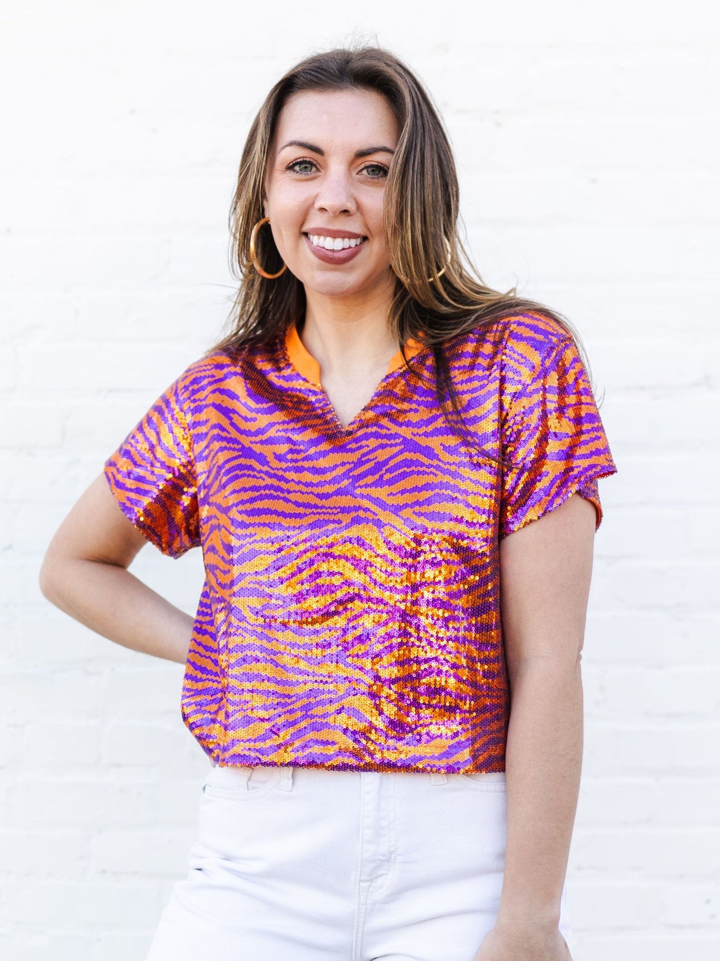 Diane Top | Tiger Stripe Orange + Purple