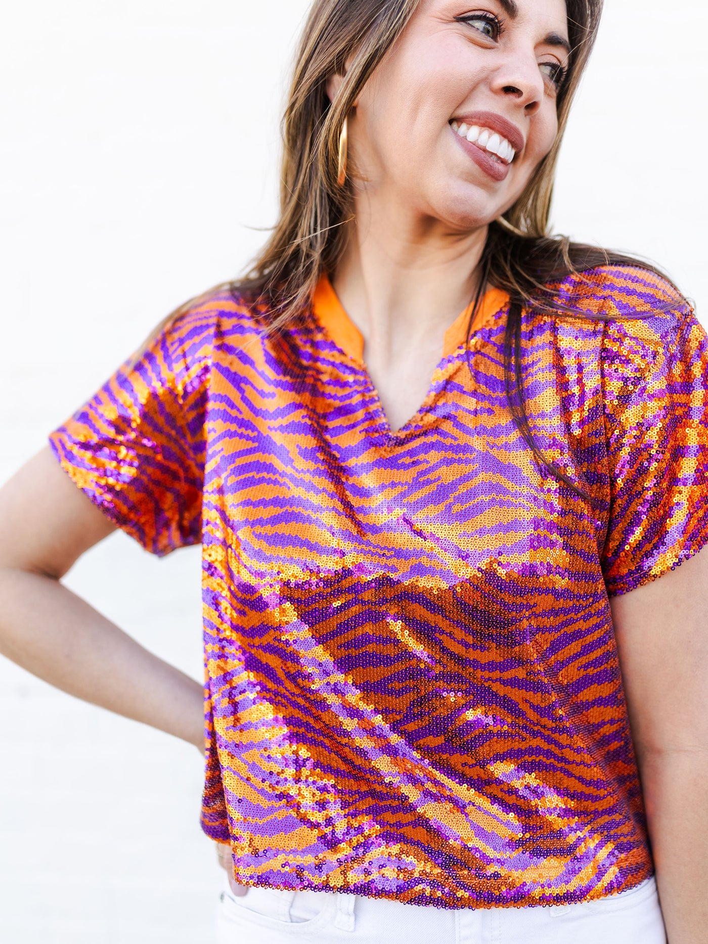 Diane Top | Tiger Stripe Orange + Purple