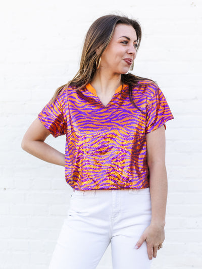 Diane Top | Tiger Stripe Orange + Purple