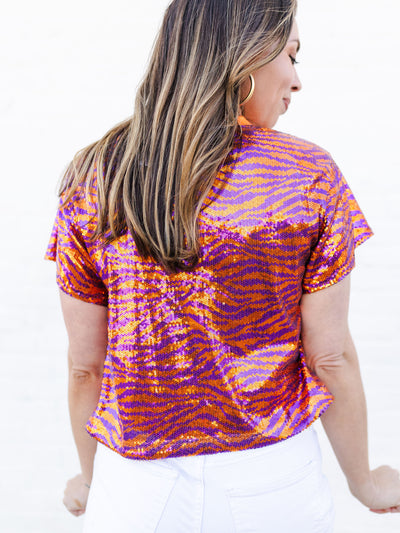 Diane Top | Tiger Stripe Orange + Purple