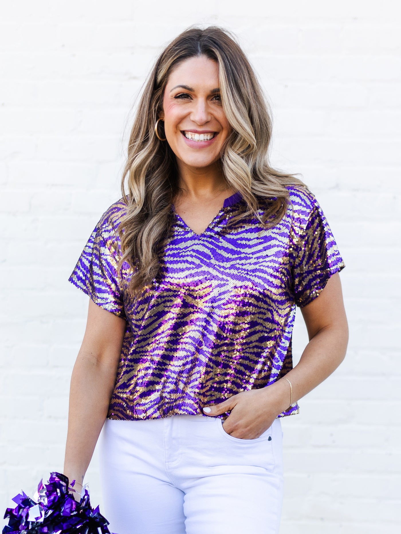 Diane Top | Tiger Stripe Purple + Gold