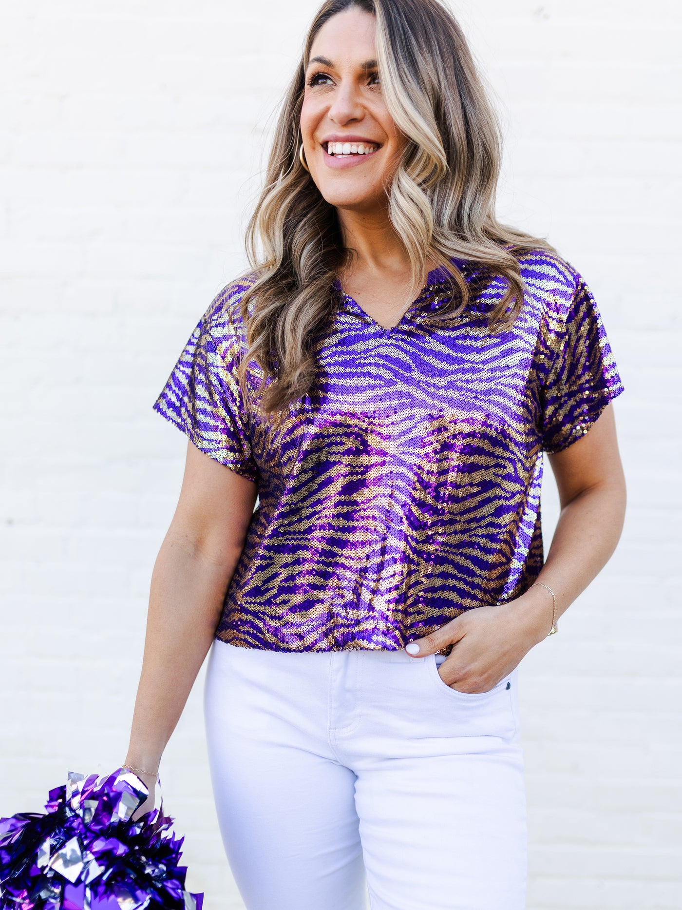 Diane Top | Tiger Stripe Purple + Gold