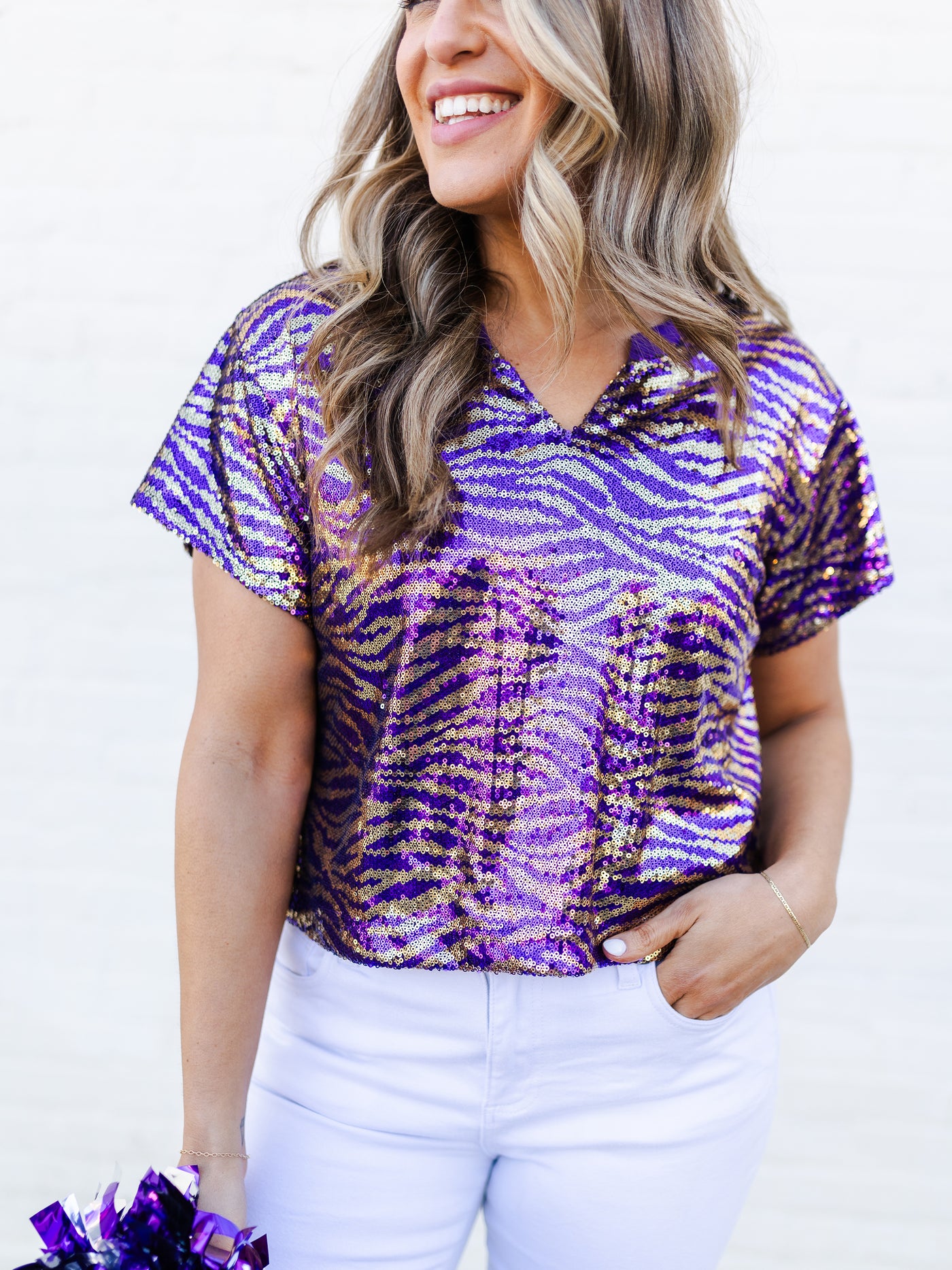 Diane Top | Tiger Stripe Purple + Gold