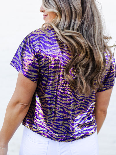 Diane Top | Tiger Stripe Purple + Gold