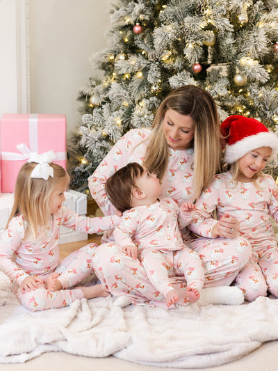 Kids PJ Set | Santa Baby Pink