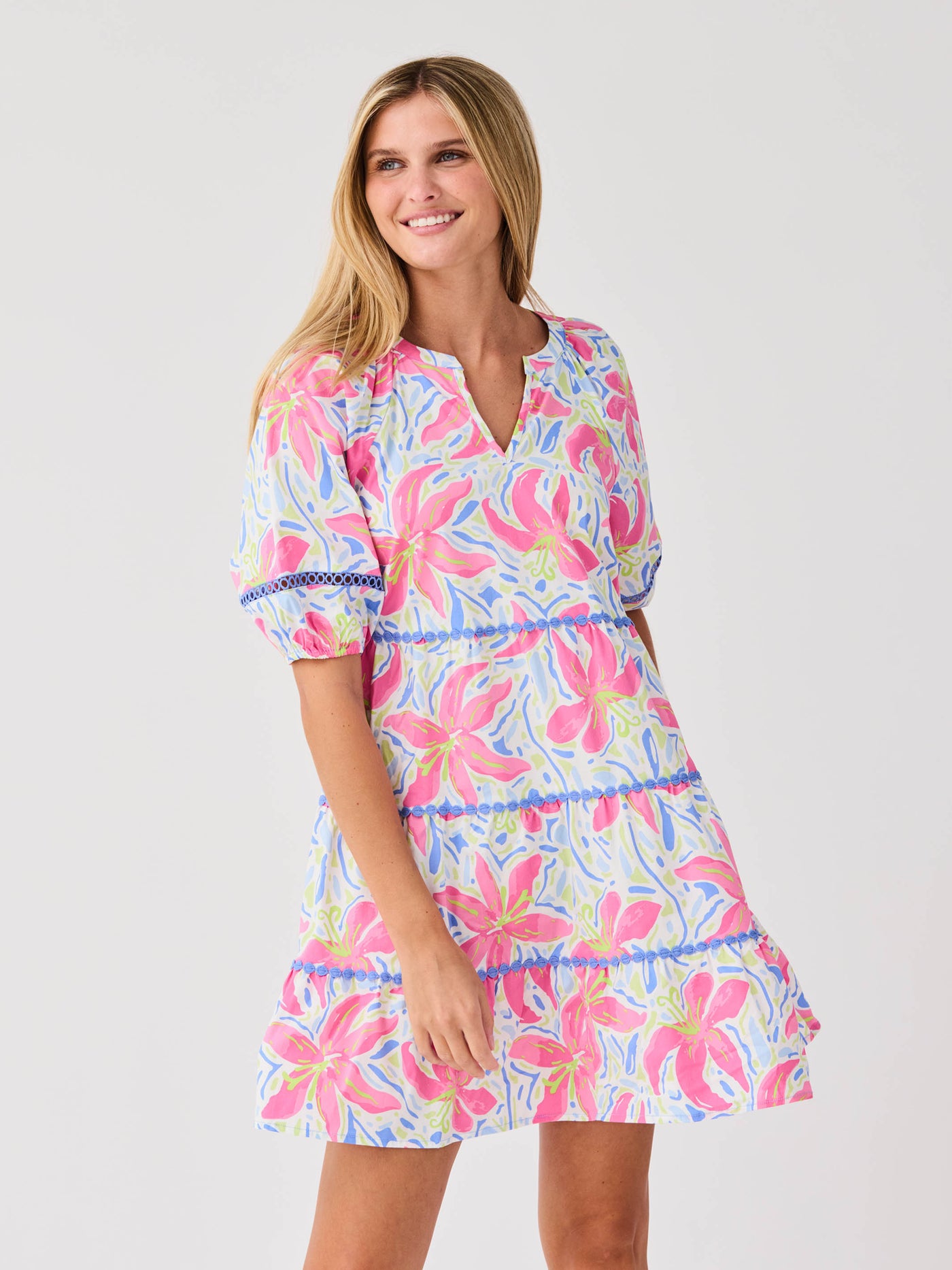 FINAL SALE - Palmer Dress | Hibiscus Harmony White
