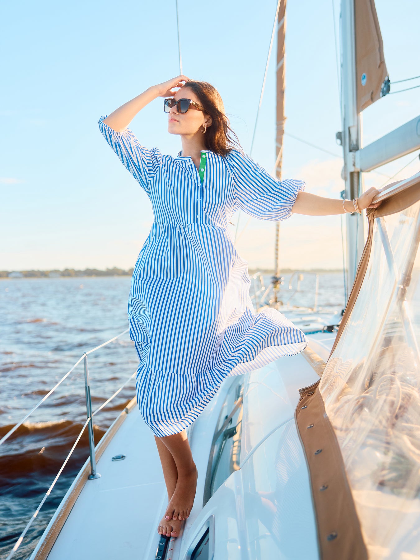 Riley Dress | Lined Up Blue – Mary Square