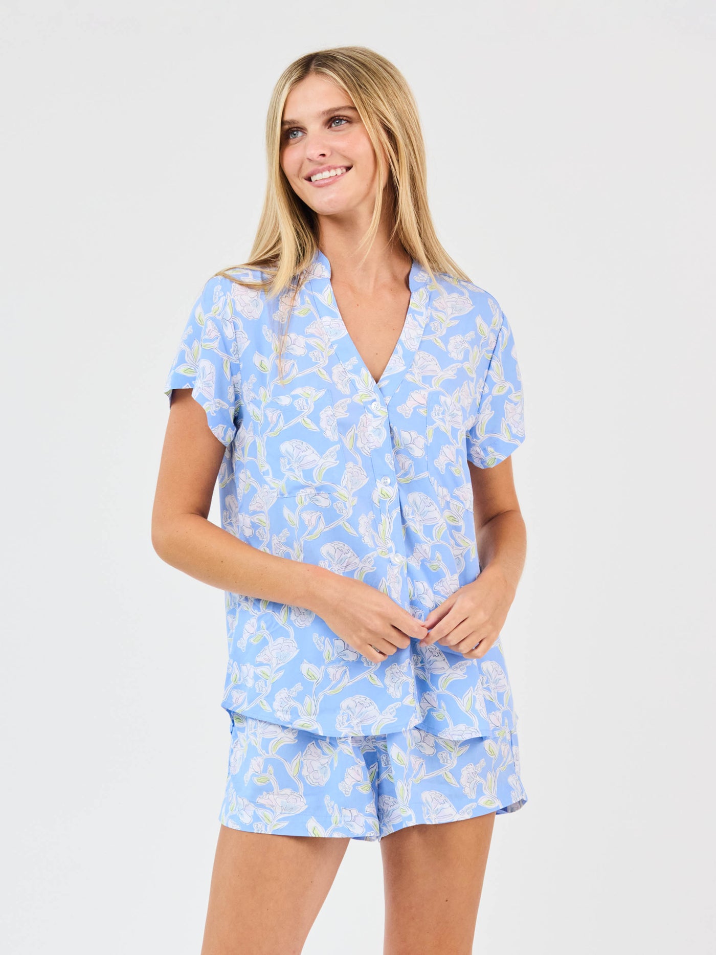 Women's Serena Shorts Set | Pretty Petals Blue
