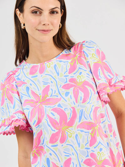 FINAL SALE - Cassidy Top | Hibiscus Harmony White