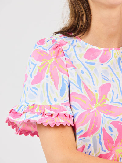 FINAL SALE - Cassidy Top | Hibiscus Harmony White