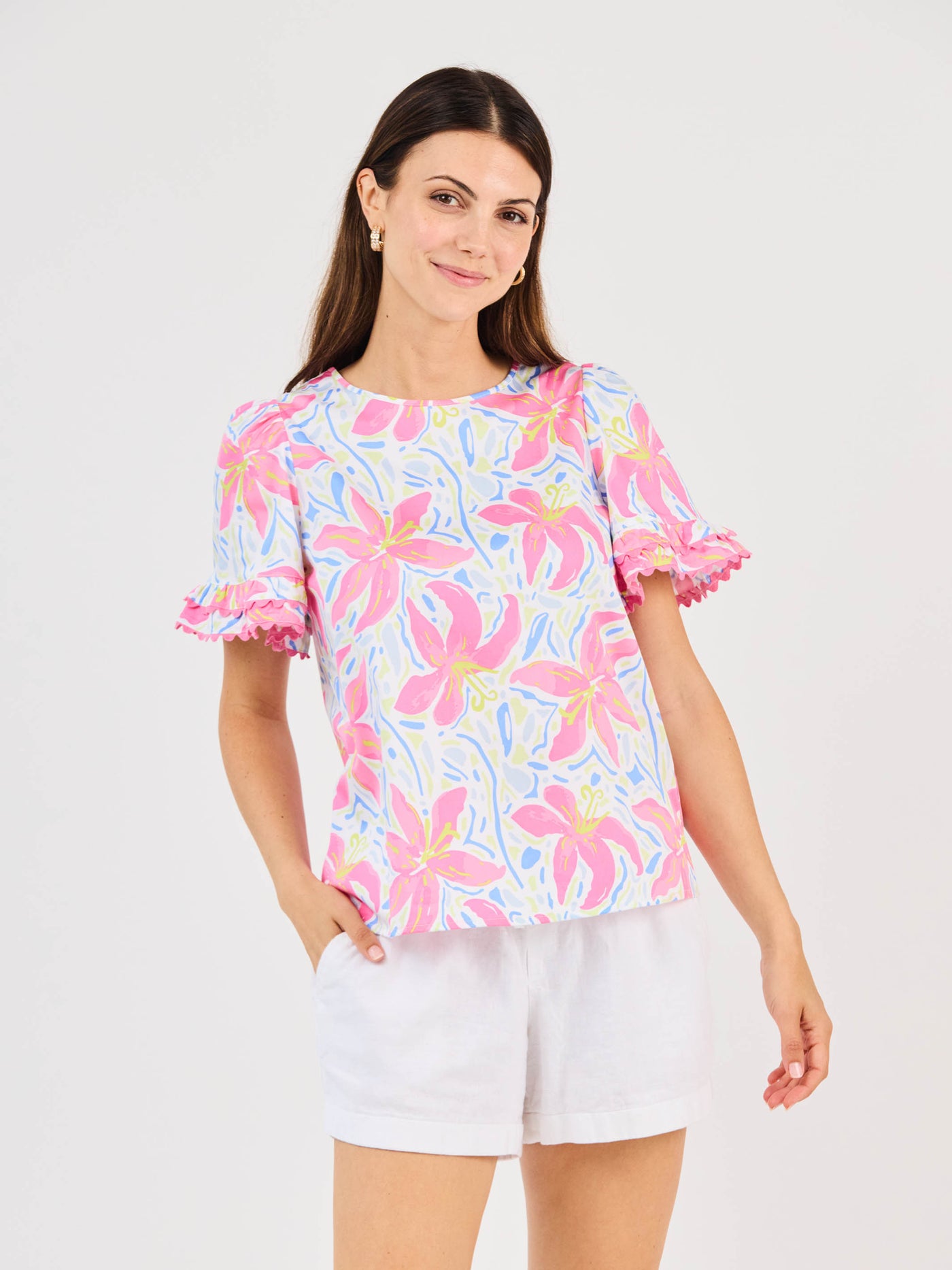 FINAL SALE - Cassidy Top | Hibiscus Harmony White
