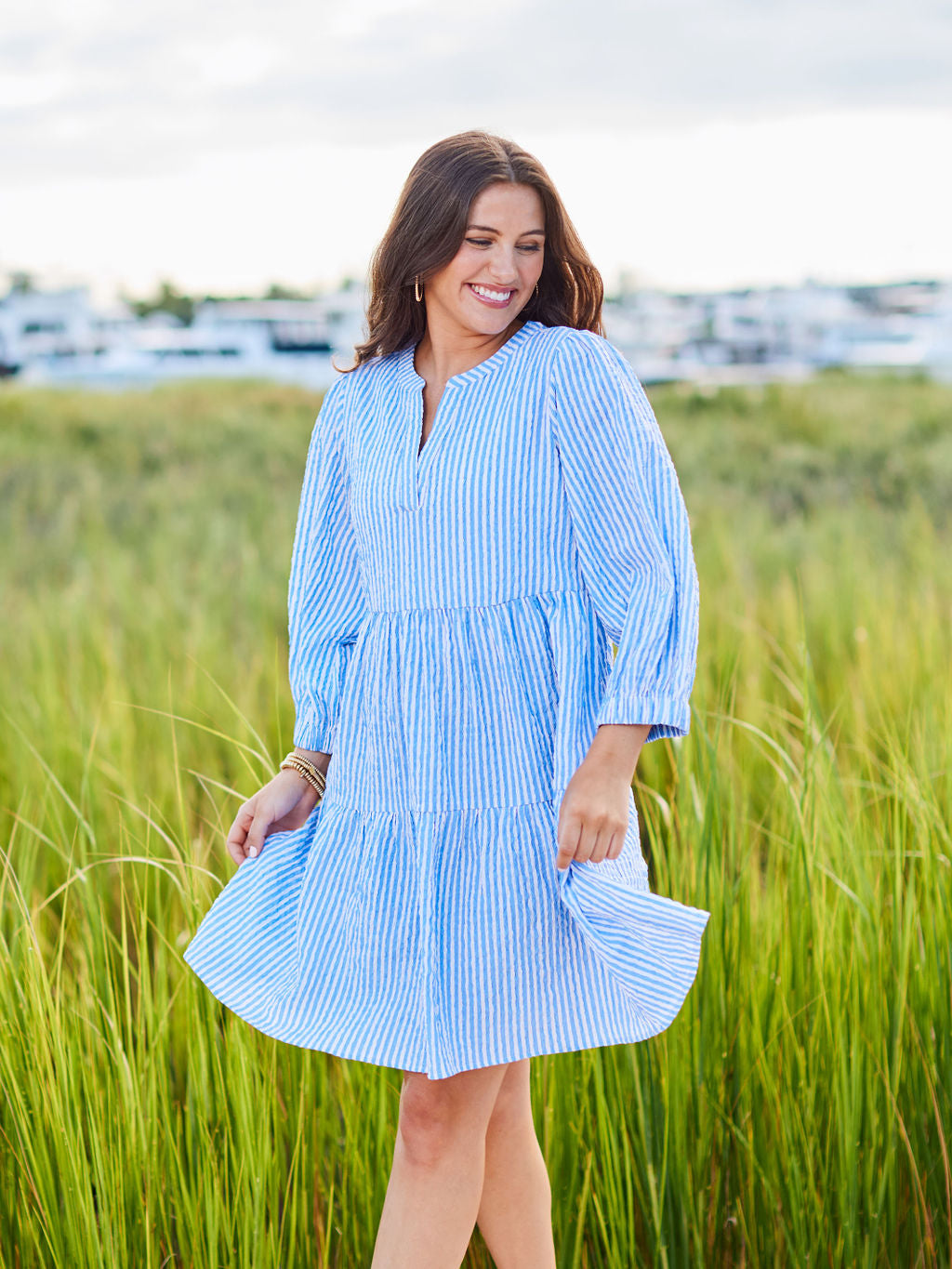 Cooper Dress | Lined Up Light Blue