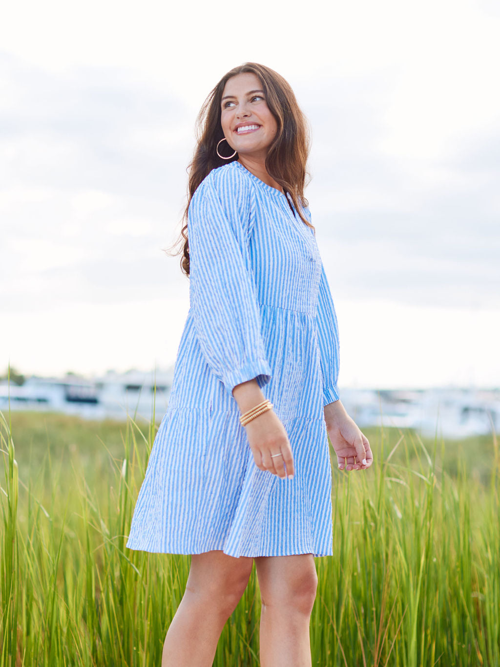 Cooper Dress | Lined Up Light Blue