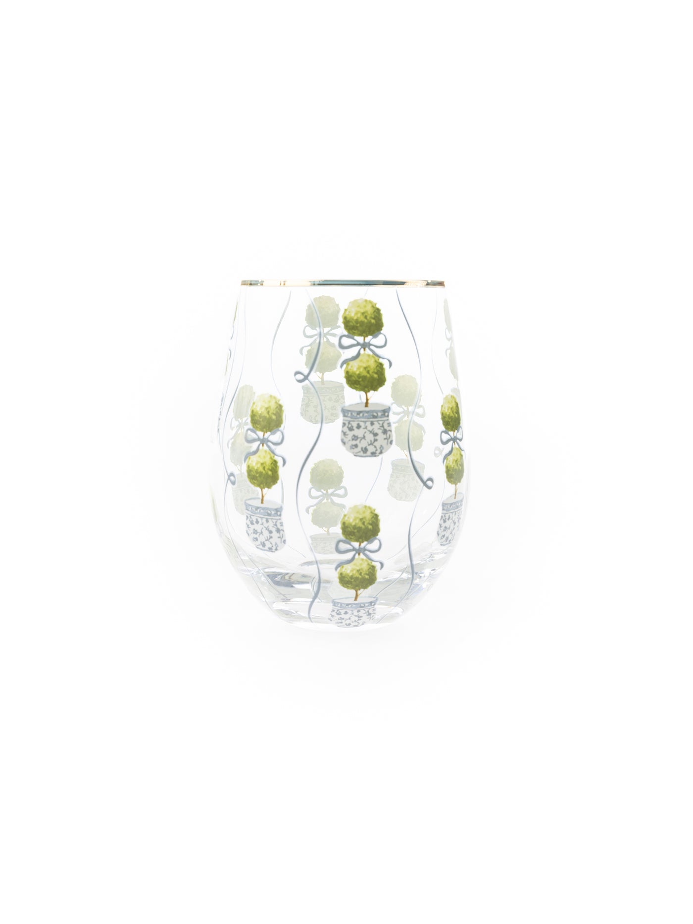 Stemless Wine Glass | Topiary Print
