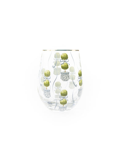 Stemless Wine Glass | Topiary Print