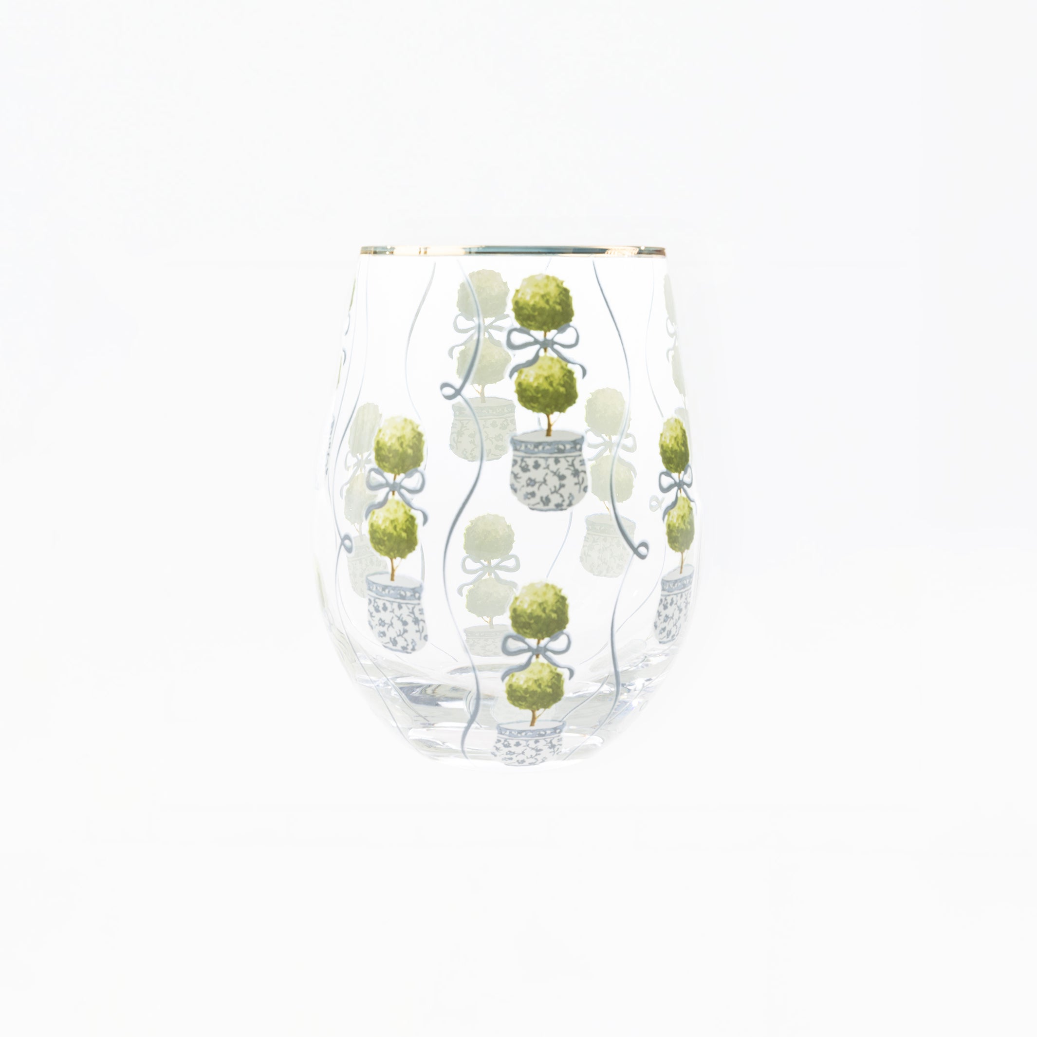 Stemless Wine Glass | Topiary Print