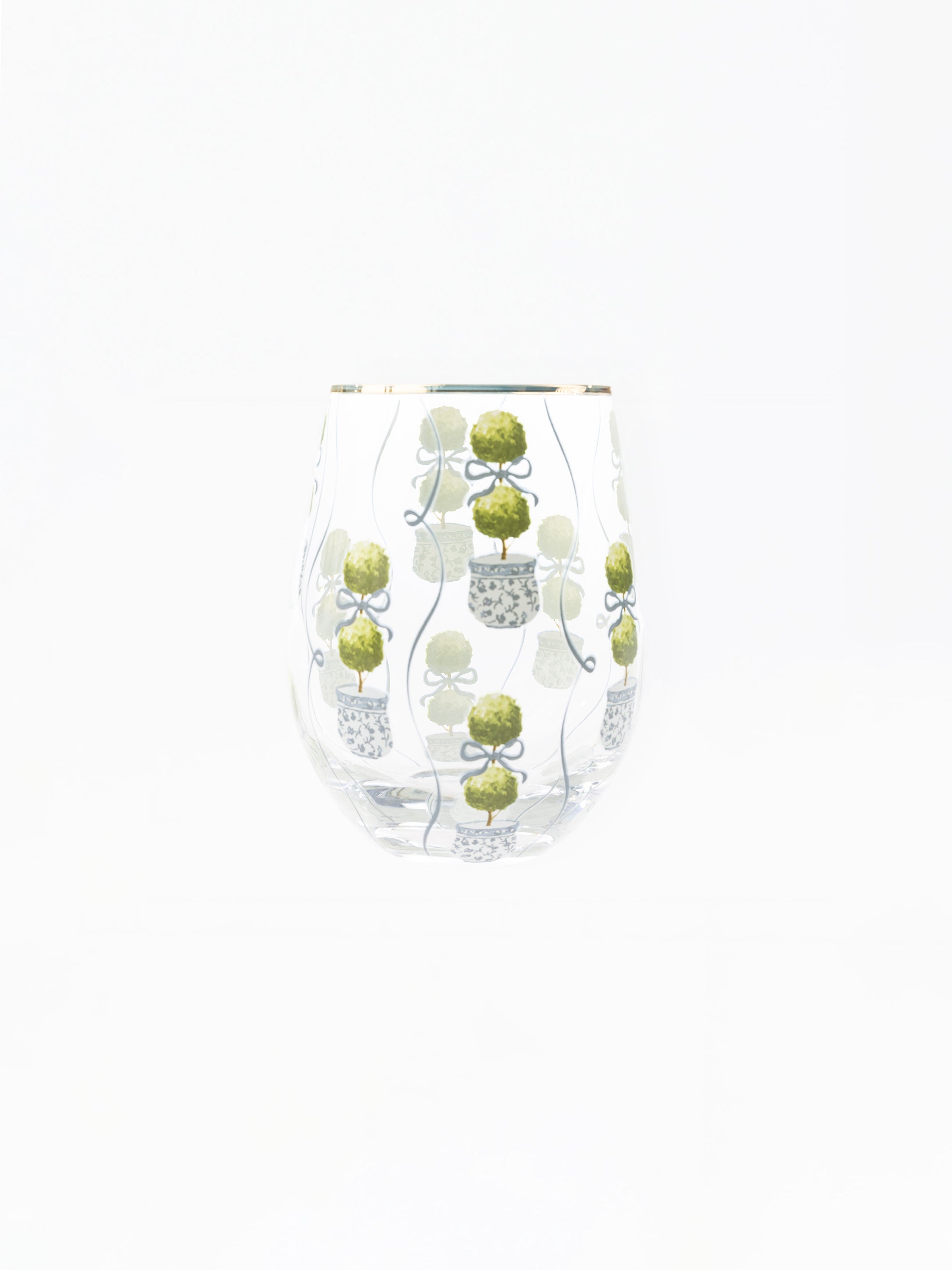 Stemless Wine Glass | Topiary Print