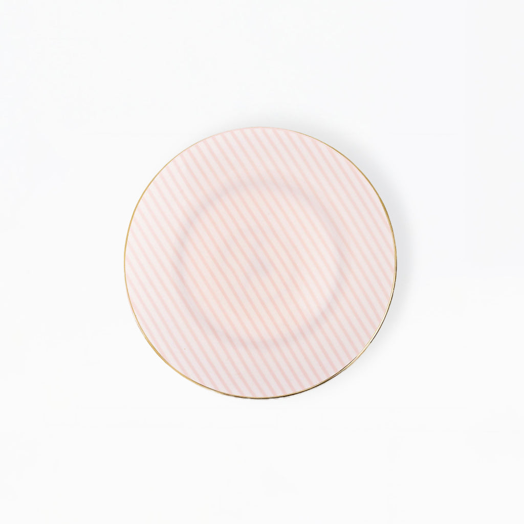 Appetizer Plates | Pink Stripe - Set of 4