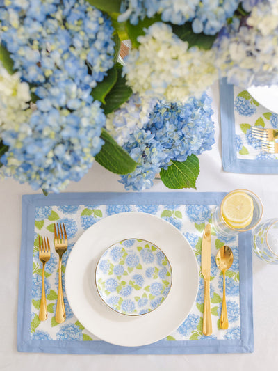 Reversible Placemats | Hydrangea Stripes - Set of 4