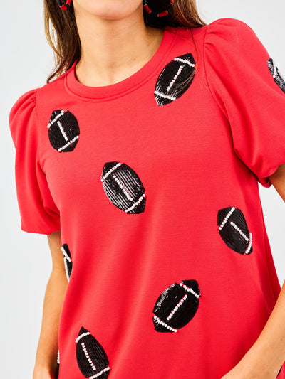 Tina Top | Footballs Red + Black