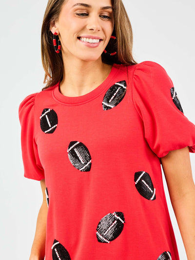 Tina Top | Footballs Red + Black