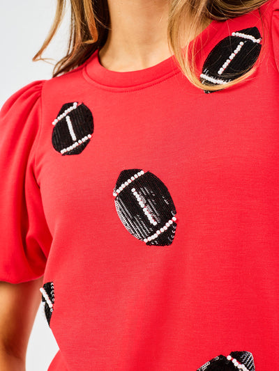 Tina Top | Footballs Red + Black