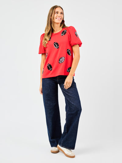 Tina Top | Footballs Red + Black