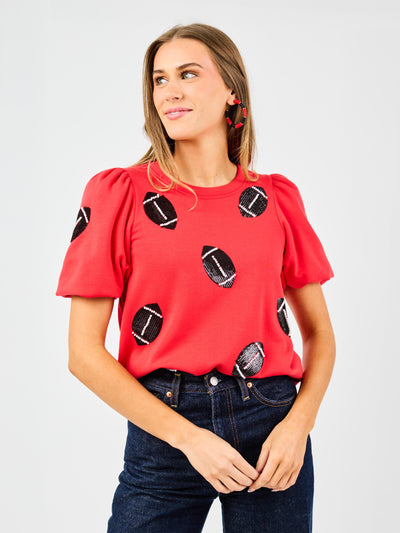 Tina Top | Footballs Red + Black