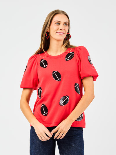 Tina Top | Footballs Red + Black