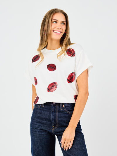 Emily Top | Footballs Red + Black