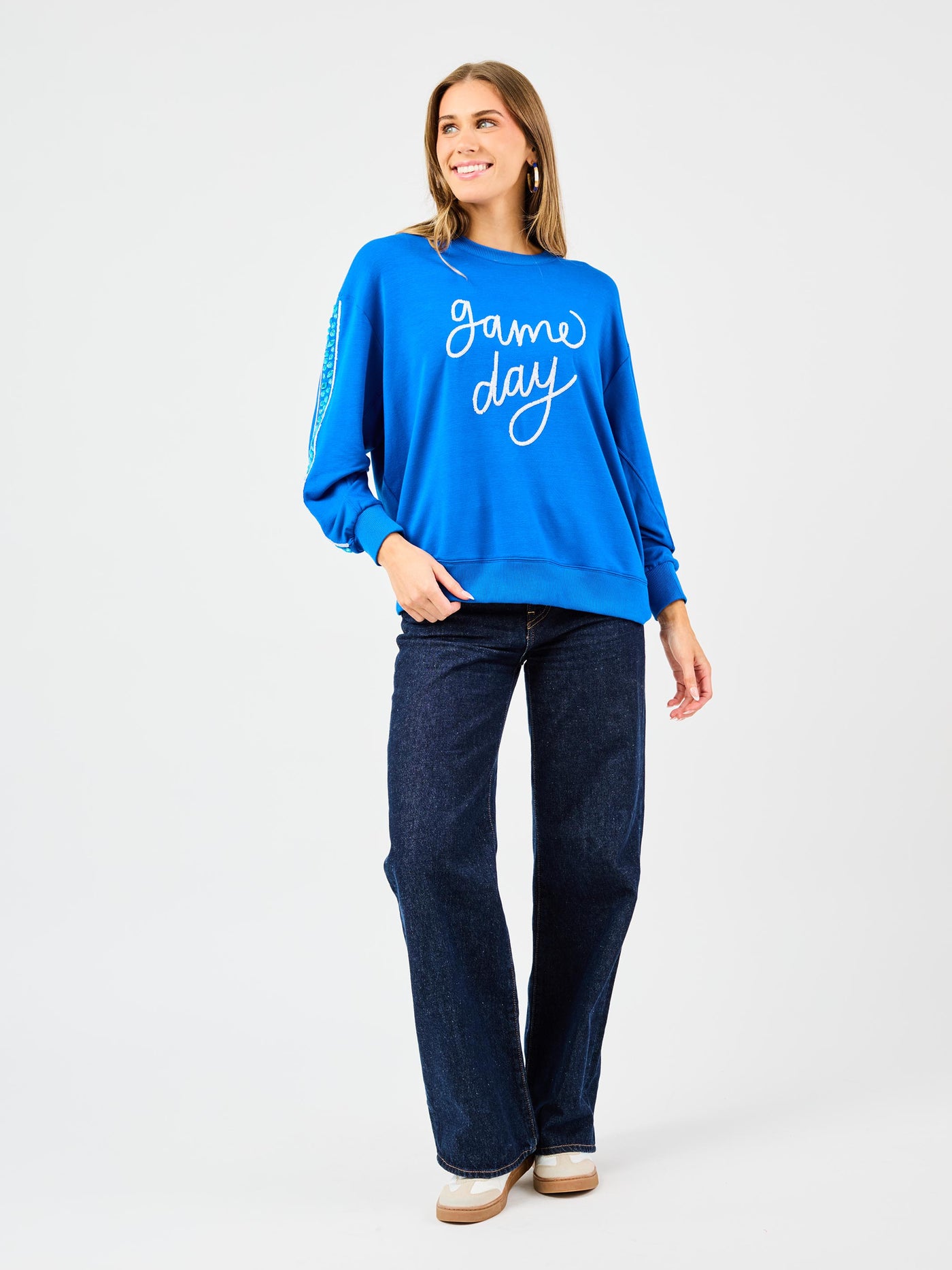 Sarah Sweatshirt | Gameday Blue + White