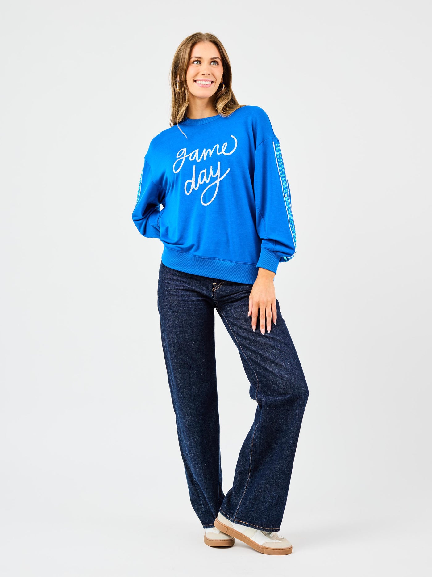 Sarah Sweatshirt | Gameday Blue + White
