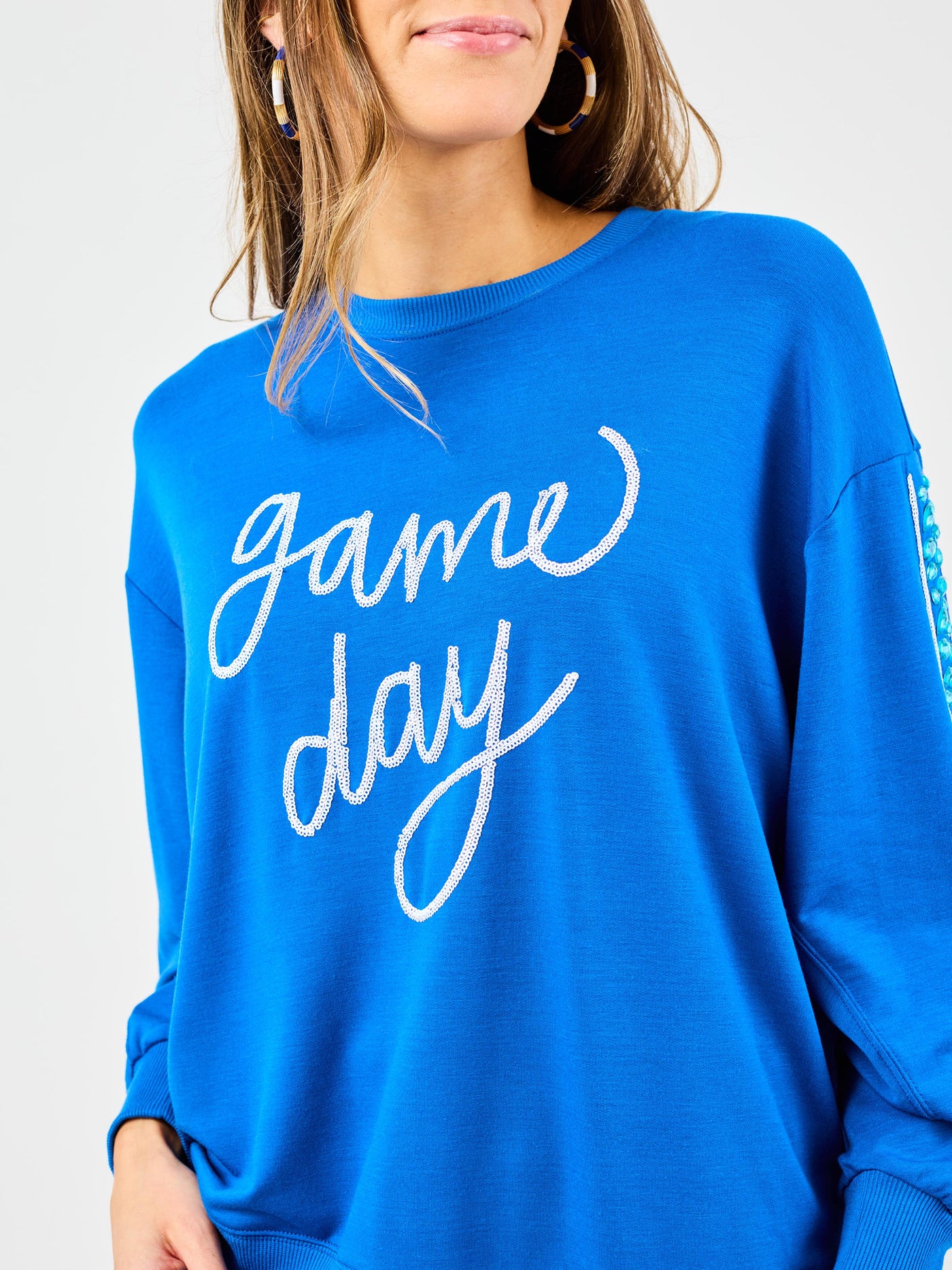 Sarah Sweatshirt | Gameday Blue + White