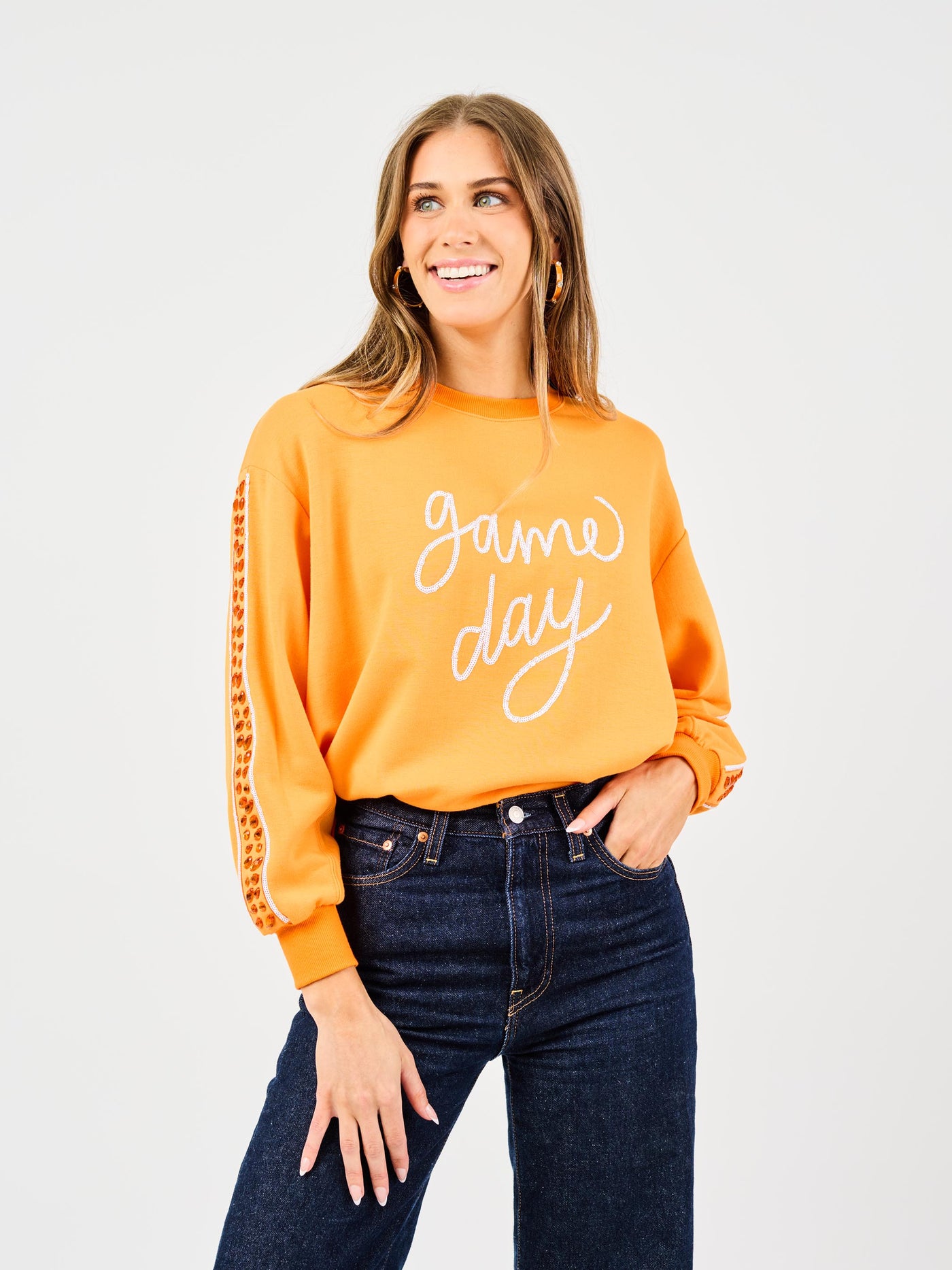 Sarah Sweatshirt | Gameday Orange + White