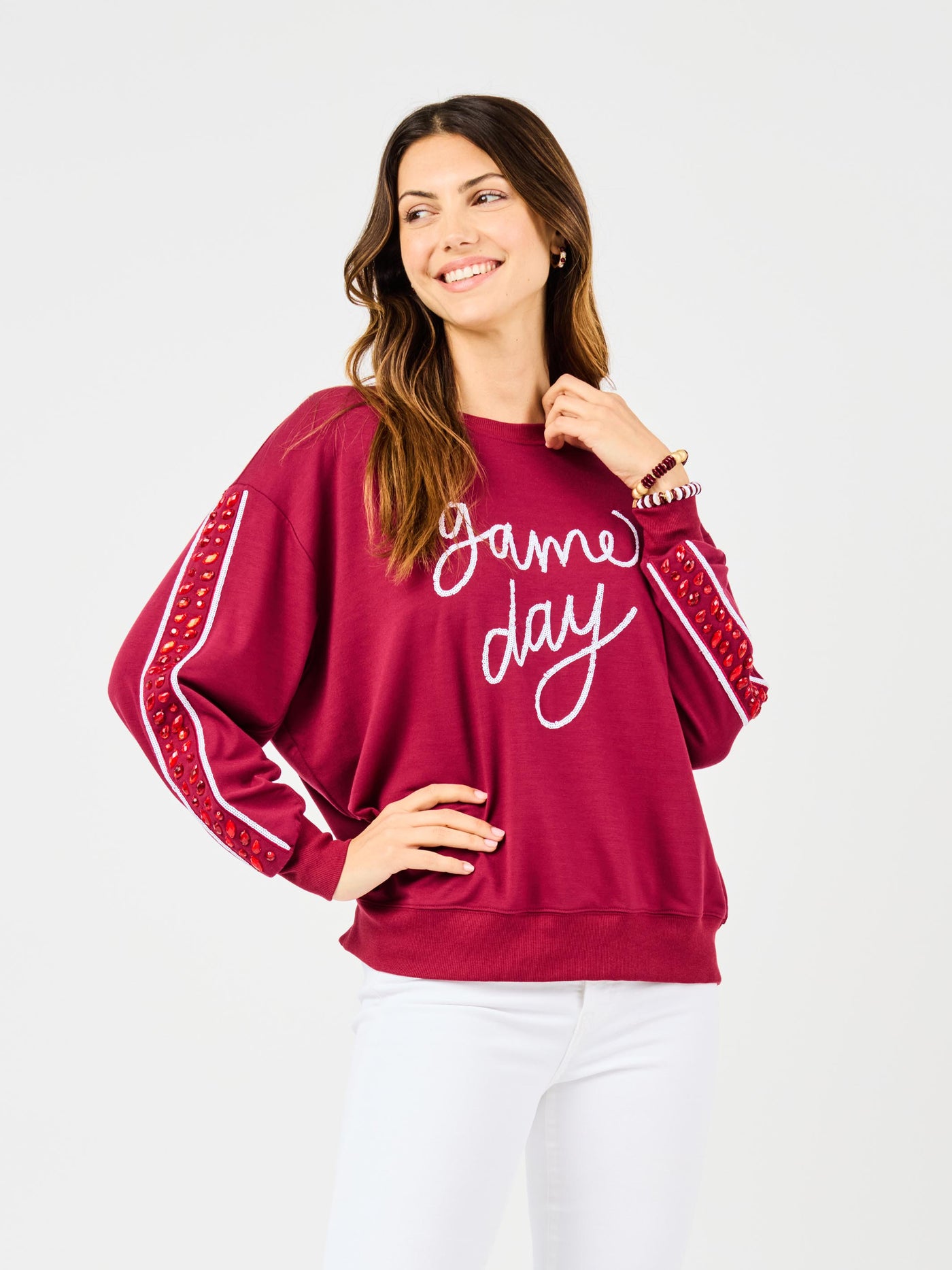 Sarah Sweatshirt | Gameday Maroon + White