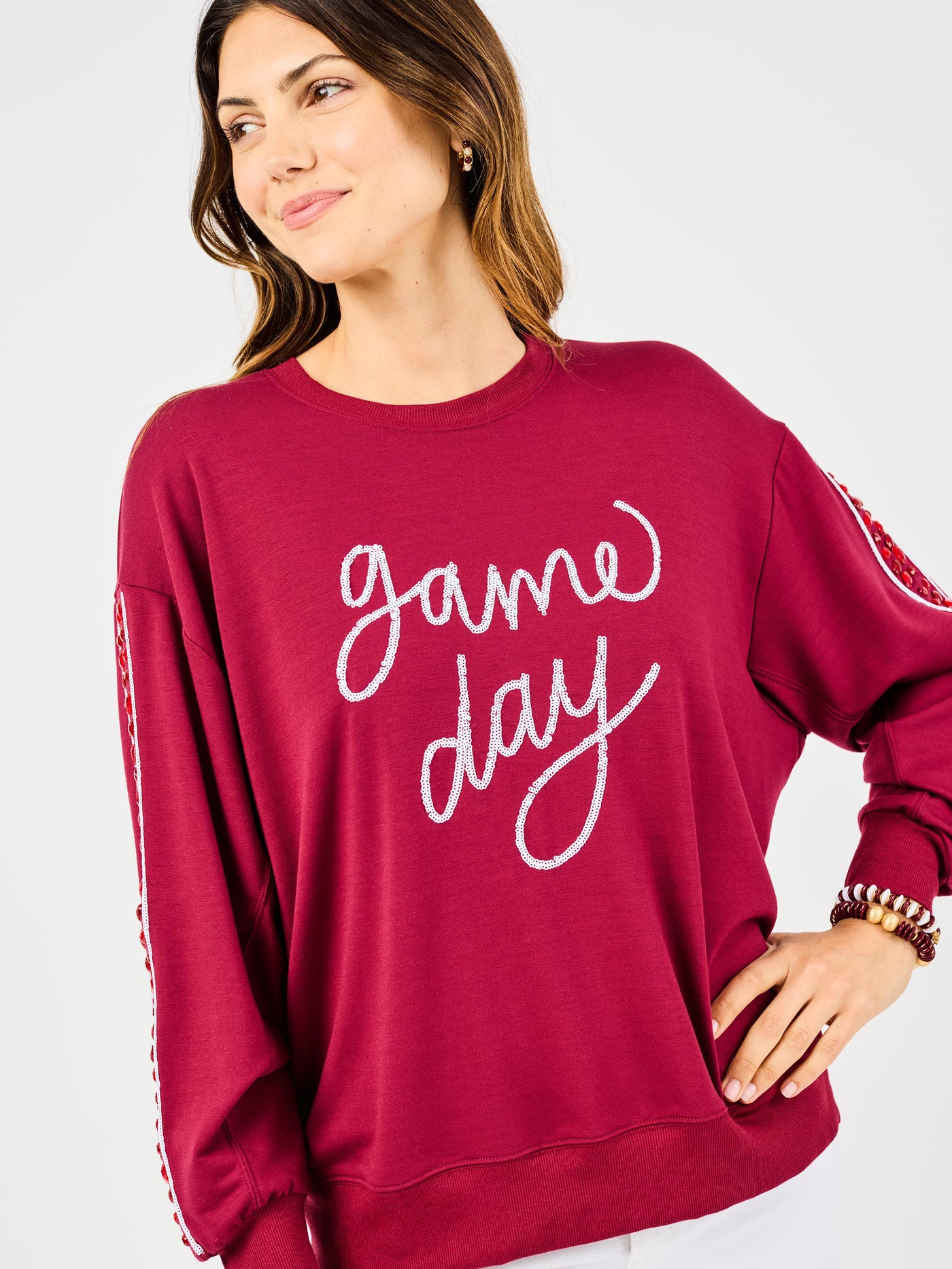 Sarah Sweatshirt | Gameday Maroon + White