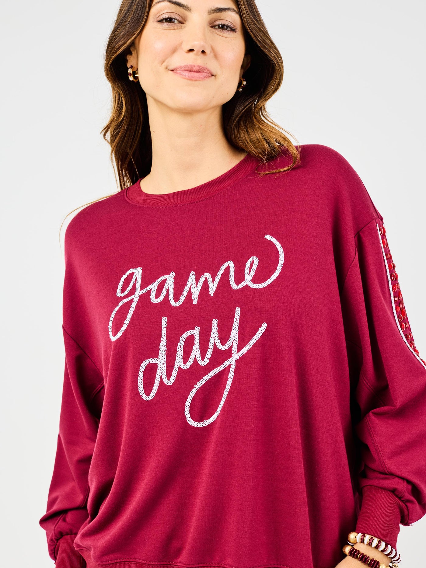 Sarah Sweatshirt | Gameday Maroon + White
