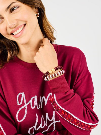 Sarah Sweatshirt | Gameday Maroon + White