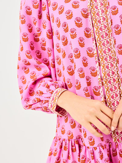 Natasha Dress | Floral Foulard Pink